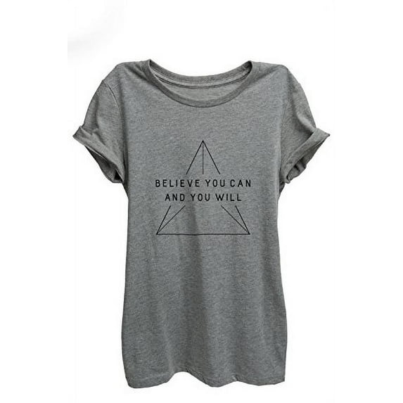 Thread Tank Believe You Can Womens Relaxed T-Shirt Tee Heather Grey 2XL