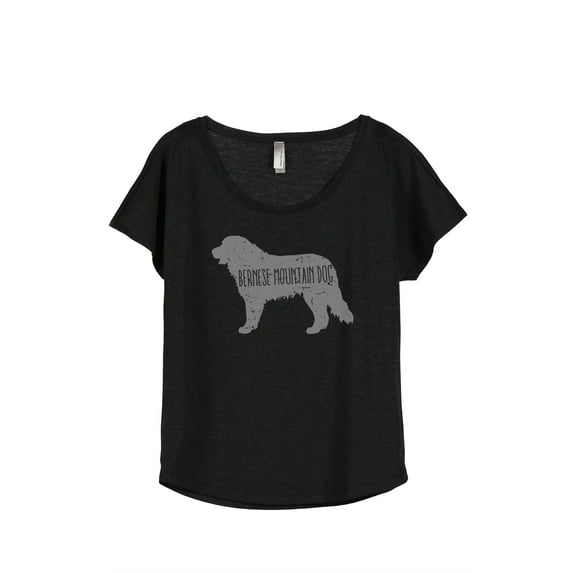 Thread Tank Bernese Mountain Dog Silhouette Women's Relaxed Slouchy Dolman T-Shirt Tee Heather Black Small