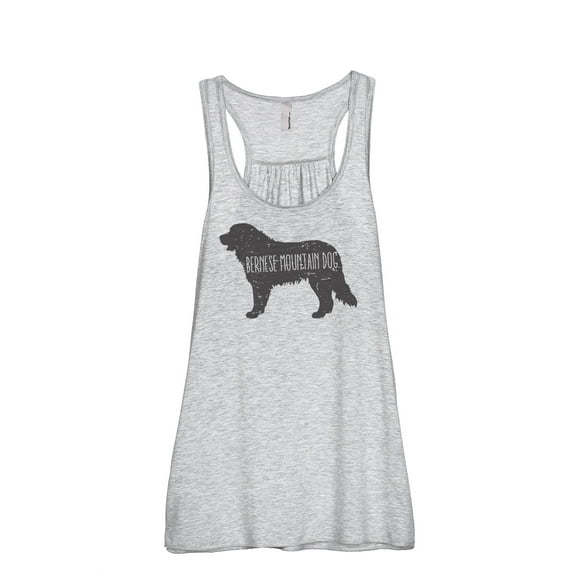 Thread Tank Bernese Mountain Dog Silhouette Women's Sleeveless Flowy Racerback Tank Top Sport Grey Small