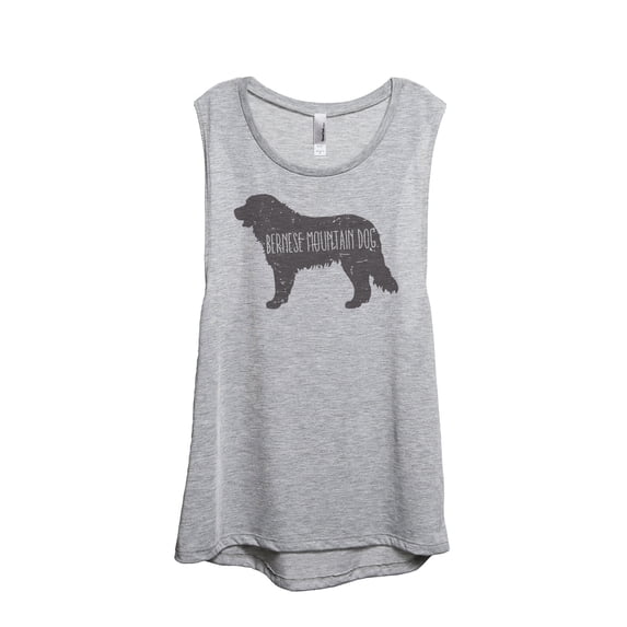 Thread Tank Bernese Mountain Dog Silhouette Women's Sleeveless Muscle Tank Top Sport Grey Large