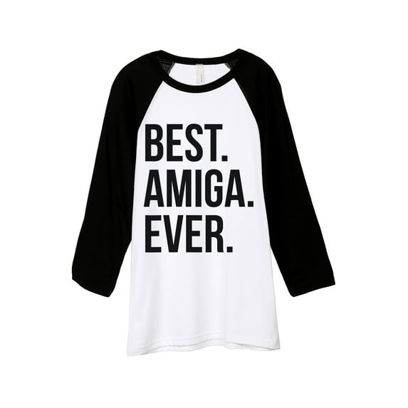 Thread Tank Best Amiga Ever Unisex 3/4 Sleeves Baseball Raglan White Black Small