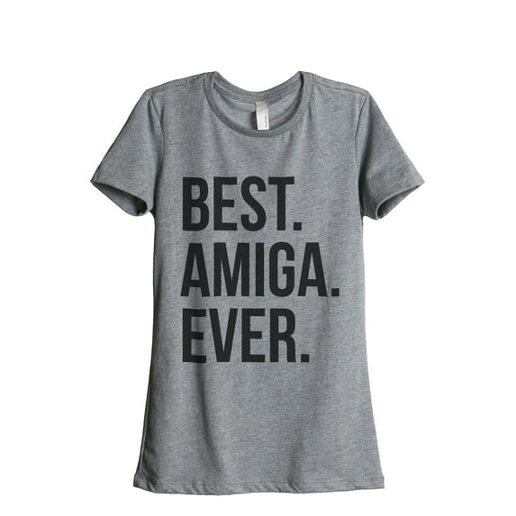 Thread Tank Best Amiga Ever Women's Fashion Relaxed Crewneck T-Shirt Tee Heather Grey Small