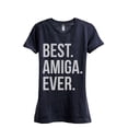 thumbnail image 1 of Thread Tank Best Amiga Ever Women's Fashion Relaxed Crewneck T-Shirt Tee Heather Navy Large, 1 of 5