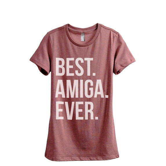 Thread Tank Best Amiga Ever Women's Fashion Relaxed Crewneck T-Shirt Tee Heather Rouge Large
