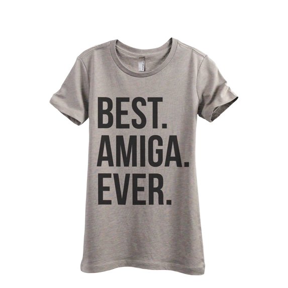 Thread Tank Best Amiga Ever Women's Fashion Relaxed Crewneck T-Shirt Tee Heather Tan Medium