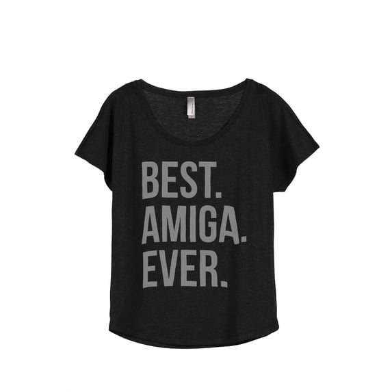 Thread Tank Best Amiga Ever Women's Fashion Relaxed Slouchy Dolman T-Shirt Tee Heather Black 2X-Large