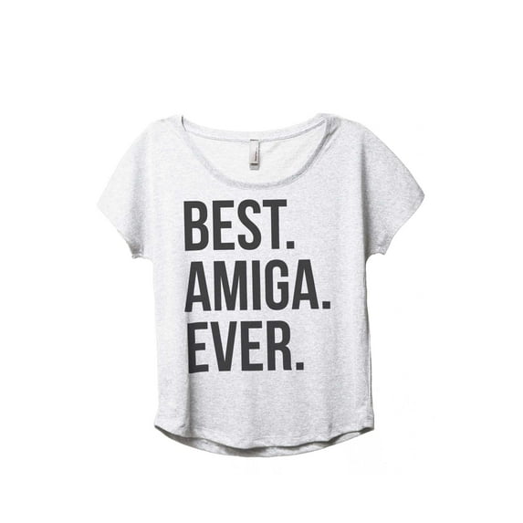 Thread Tank Best Amiga Ever Women's Fashion Relaxed Slouchy Dolman T-Shirt Tee Heather White Large