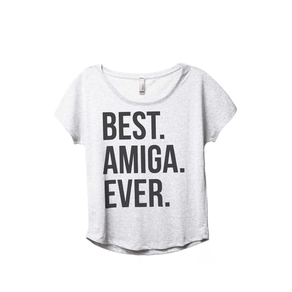 Thread Tank Best Amiga Ever Women's Fashion Relaxed Slouchy Dolman T-Shirt Tee Heather White Medium