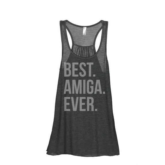 Thread Tank Best Amiga Ever Women's Fashion Sleeveless Flowy Racerback Tank Top Charcoal Small