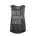 thumbnail image 1 of Thread Tank Best Amiga Ever Women's Fashion Sleeveless Muscle Tank Top Charcoal Small, 1 of 4