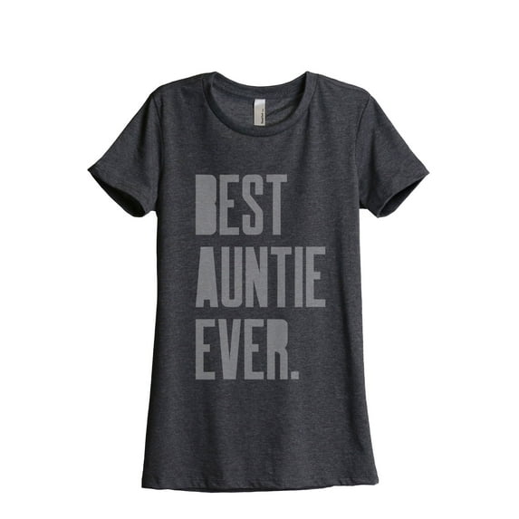 Thread Tank Best Auntie Ever Women's Relaxed Crewneck T-Shirt Tee Charcoal Small