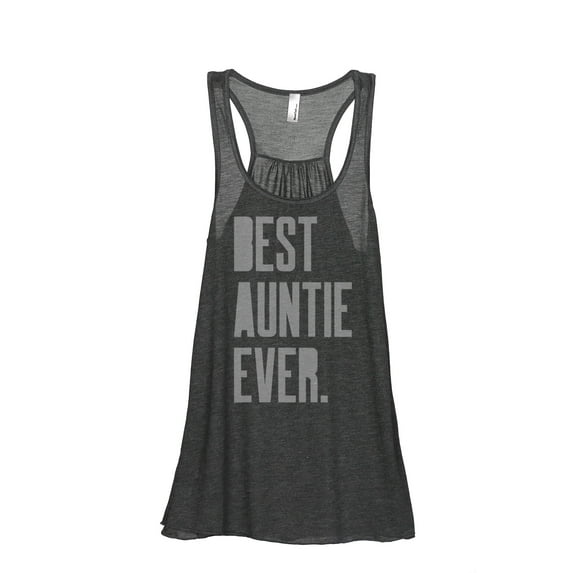 Thread Tank Best Auntie Ever Women's Sleeveless Flowy Racerback Tank Top Charcoal Small