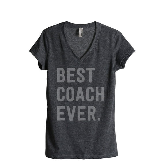 Thread Tank Best Coach Ever Women's Relaxed V-Neck T-Shirt Tee Charcoal Medium