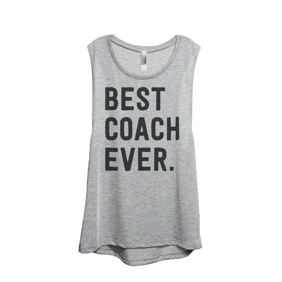 Thread Tank Best Coach Ever Women's Sleeveless Muscle Tank Top Sport Grey Small