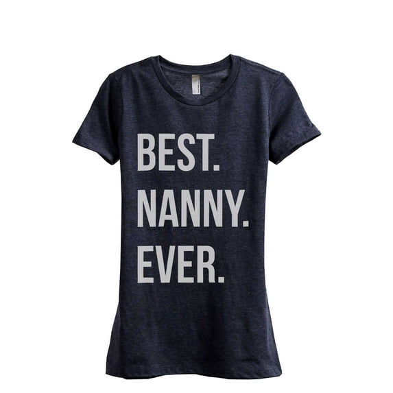 Thread Tank Best Nanny Ever Women's Relaxed Crewneck T-Shirt Tee Heather Navy Small