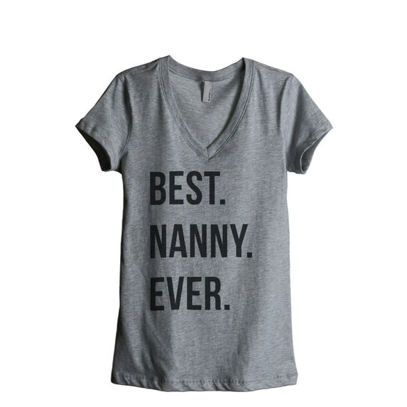 Thread Tank Best Nanny Ever Women's Relaxed V-Neck T-Shirt Tee Heather Grey 2X-Large