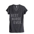 thumbnail image 1 of Thread Tank Best Nurse Ever Women's Relaxed V-Neck T-Shirt Tee Charcoal Large, 1 of 6