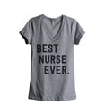 thumbnail image 1 of Thread Tank Best Nurse Ever Women's Relaxed V-Neck T-Shirt Tee Heather Grey Small, 1 of 4