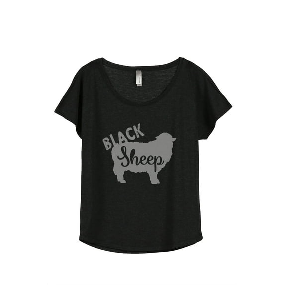 Thread Tank Black Sheep Women's Relaxed Slouchy Dolman T-Shirt Tee Heather Black Small