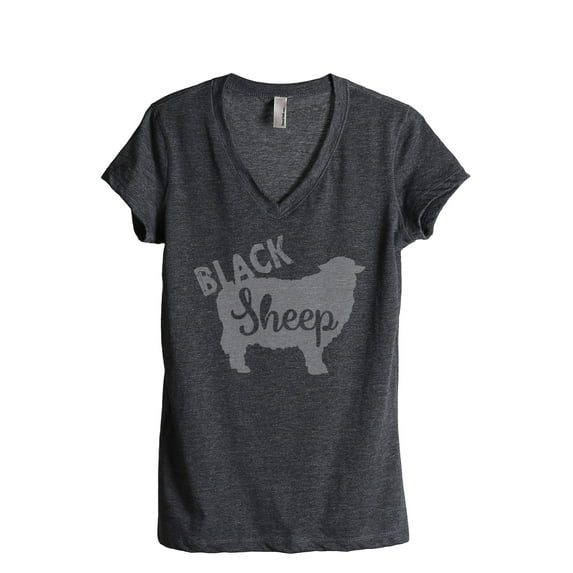 Thread Tank Black Sheep Women's Relaxed V-Neck T-Shirt Tee Charcoal X-Large