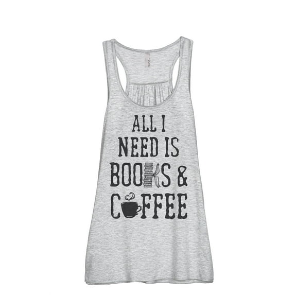 Thread Tank Books And Coffee Women's Sleeveless Flowy Racerback Tank Top Sport Grey Small