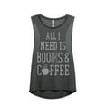 thumbnail image 1 of Thread Tank Books And Coffee Women's Sleeveless Muscle Tank Top Charcoal X-Large, 1 of 4