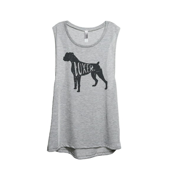 Thread Tank Boxer Dog Silhouette Women's Sleeveless Muscle Tank Top Sport Grey Small