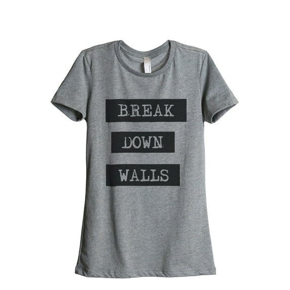 Thread Tank Break Down Walls Women's Relaxed Crewneck T-Shirt Tee Heather Grey Small