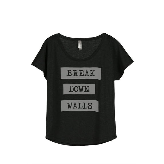 Thread Tank Break Down Walls Women's Relaxed Slouchy Dolman T-Shirt Tee Heather Black Medium