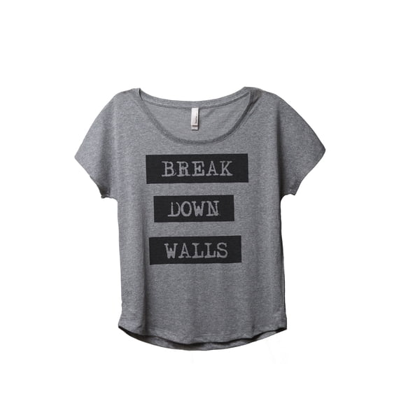 Thread Tank Break Down Walls Women's Relaxed Slouchy Dolman T-Shirt Tee Heather Grey Small