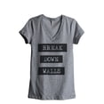 thumbnail image 1 of Thread Tank Break Down Walls Women's Relaxed V-Neck T-Shirt Tee Heather Grey Small, 1 of 4