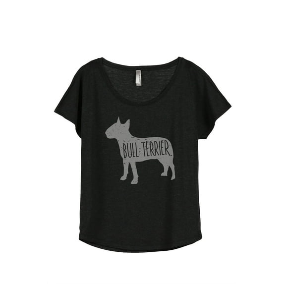 Thread Tank Bull Terrier Dog Silhouette Women's Relaxed Slouchy Dolman T-Shirt Tee Heather Black 3X-Large