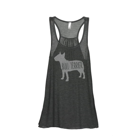 Thread Tank Bull Terrier Dog Silhouette Women's Sleeveless Flowy Racerback Tank Top Charcoal Large