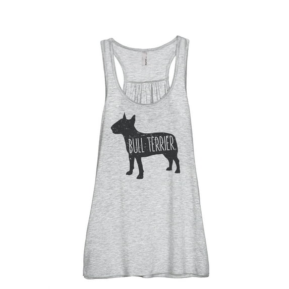 Thread Tank Bull Terrier Dog Silhouette Women's Sleeveless Flowy Racerback Tank Top Sport Grey Large