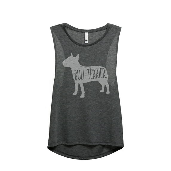 Thread Tank Bull Terrier Dog Silhouette Women's Sleeveless Muscle Tank Top Charcoal 2X-Large