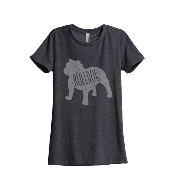 Thread Tank Bulldog Dog Silhouette Women's Relaxed Crewneck T-Shirt Tee Charcoal 2X-Large