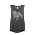 thumbnail image 1 of Thread Tank Bulldog Dog Silhouette Women's Sleeveless Muscle Tank Top Charcoal Small, 1 of 4