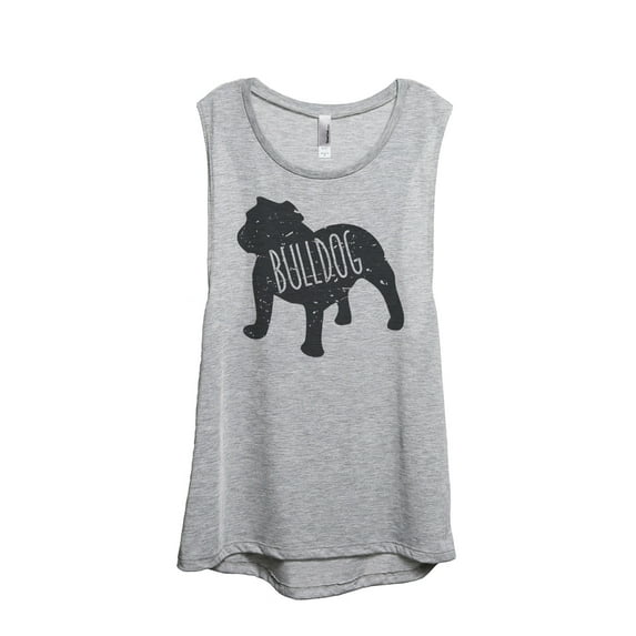Thread Tank Bulldog Dog Silhouette Women's Sleeveless Muscle Tank Top Sport Grey Small