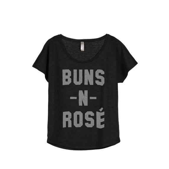 Thread Tank Buns N Rose Women's Relaxed Slouchy Dolman T-Shirt Tee Heather Black Small