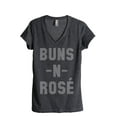 thumbnail image 1 of Thread Tank Buns N Rose Women's Relaxed V-Neck T-Shirt Tee Charcoal X-Large, 1 of 4