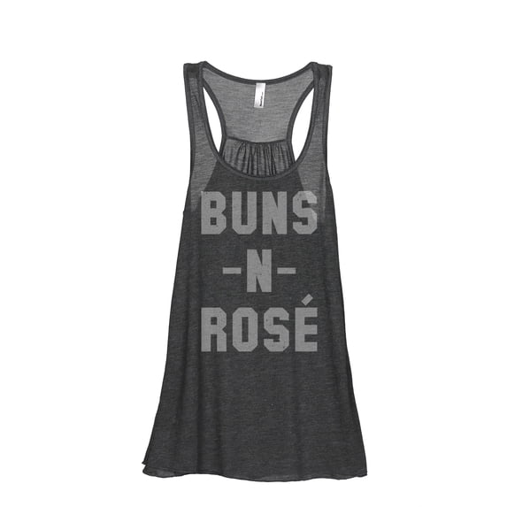Thread Tank Buns N Rose Women's Sleeveless Flowy Racerback Tank Top Charcoal Medium