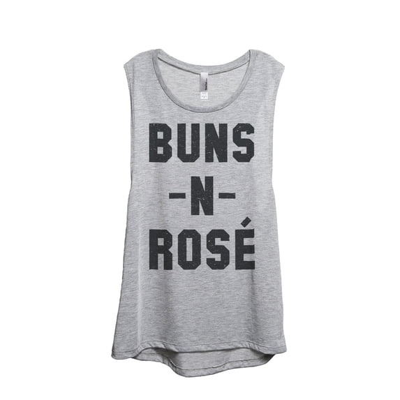 Thread Tank Buns N Rose Women's Sleeveless Muscle Tank Top Sport Grey Small