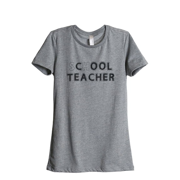Thread Tank C.O.O.L Teacher Women's Relaxed Crewneck T-Shirt Tee Heather Grey X-Large