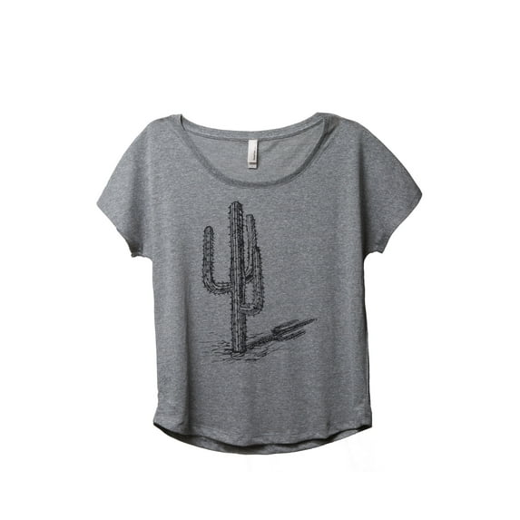 Thread Tank Cactus Sketch Women's Relaxed Slouchy Dolman T-Shirt Tee Heather Grey Large