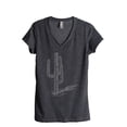 thumbnail image 1 of Thread Tank Cactus Sketch Women's Relaxed V-Neck T-Shirt Tee Charcoal Medium, 1 of 4