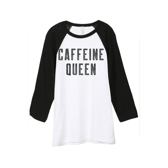 Thread Tank Caffeine Queen Unisex 3/4 Sleeves Baseball Raglan White Black Small
