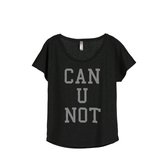 Thread Tank Can U Not Women's Relaxed Slouchy Dolman T-Shirt Tee Heather Black Large