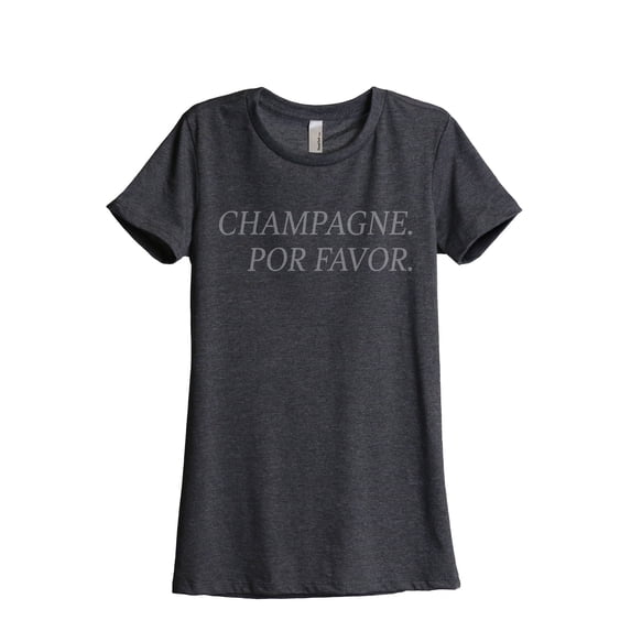 Thread Tank Champagne Por Favor Women's Fashion Relaxed Crewneck T-Shirt Tee Charcoal Small