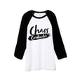 thumbnail image 1 of Thread Tank Chaos Coordinator Unisex 3/4 Sleeves Baseball Raglan White Black X-Small, 1 of 4