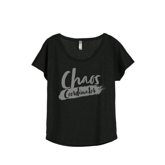 Thread Tank Chaos Coordinator Women's Fashion Relaxed Slouchy Dolman T-Shirt Tee Heather Black Small